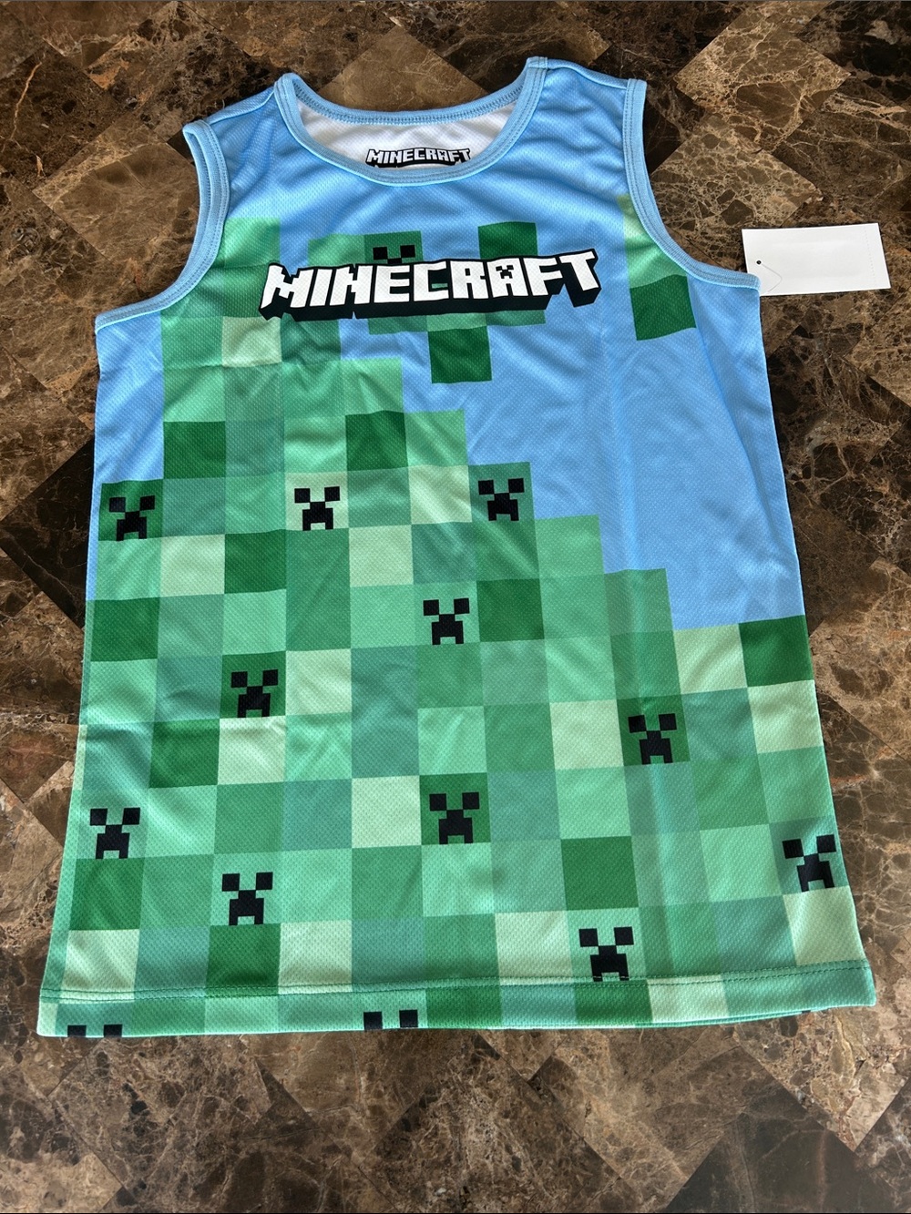 NWT 🆕 Minecraft Boys Blue & Green Creeper Tank Top size 6 years